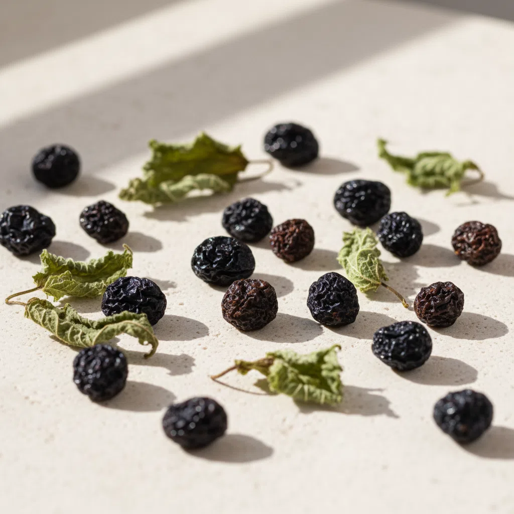 Dried saw palmetto berries and nettle leaves - natural ingredients in Alpha Drive